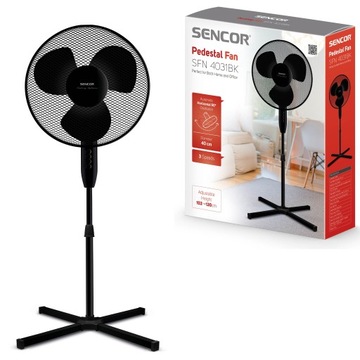 Wentylator stojący wiatrak podłogowy 102-120cm 40W czarny Sencor SFN 4031BK