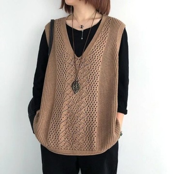 Women Vest Sleeveless Thin Sweater Solid Outerwear