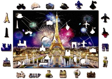 Drewniane Puzzle Paryż Nocą 500 +5 elemenów