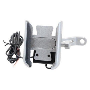 Solidny uchwyt CNC z USB do telefonu/GPS na lusterko motocykla.