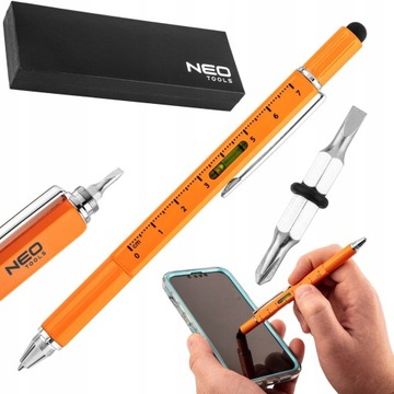 NEO DŁUGOPIS gadżet RYSIK POZIOMNICA ETUI 5w1