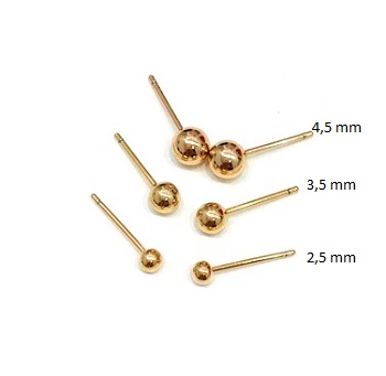 KOLCZYKI ZŁOTE KULKI ZESTAW STAL CHIRURGICZNA SZTYFTY 2-4 MM