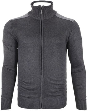 Rozpinany sweter męski szary z łatami idealny do koszuli Z14 r. XL
