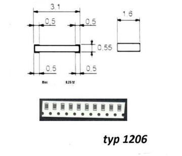 Резистор SMD 820R 5% типоразмера 1206 - 100 шт.