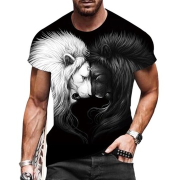 MĘSKA KOSZULKA T-SHIRT 3D NADRUK Z LWAMI LEW L