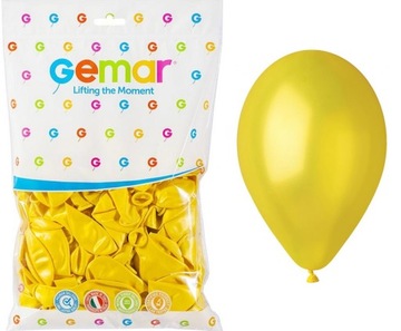 BALONY Metalizowane ŻÓŁTE 26cm 100szt GEMAR