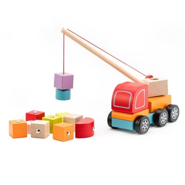 DREWNIANY SORTER DŹWIG Z MAGNESEM KLOCKAMI CUBIKA