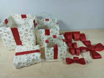 CClife Набор из 4 рождественских подарочных коробок Декоративные светодиодные снежинки