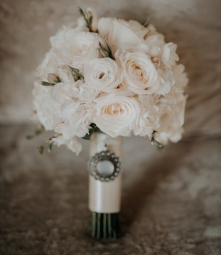 Свадебный медальон для букета, подвеска-цветок с фото