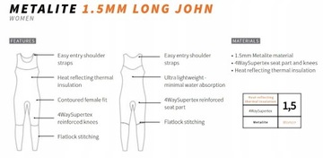 Женский гидрокостюм из неопрена Magic Marine Metalite Long John толщиной 1,5 мм - L