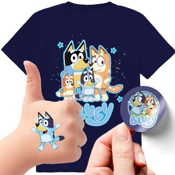 ZESTAW KOSZULKA + TATUAŻE NAKLEJKI BLUEY BLUE 152