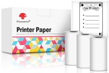 Biały papier termiczny 3 rolki do drukarki Phomemo T02 i M02X (2lata) 50mm