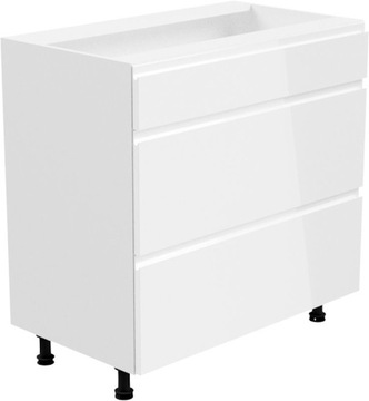 Szafka kuchenna dolna 3 szuflady metalbox biały połysk lakier ASPEN D80S3