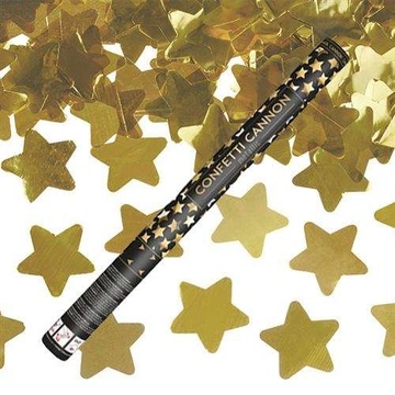 ТРУБКА ДЛЯ КОНФЕТТИ, ЗОЛОТЫЕ ЗВЕЗДЫ, 40 см