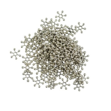 200X10MM SREBRNE PŁATKI ŚNIEGU KORALIKI PRZEKŁADKOWE WYKONANIE BIŻUTERII I RZEMIOSŁO