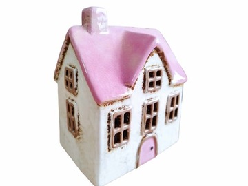 DOMEK CERAMICZNY LAMPION KAMIENICZKA ŚWIECZNIK TEALIGHT LATARENKA 16 cm