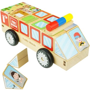 Drewniane auto samochód Sorter Figury edukacyjny