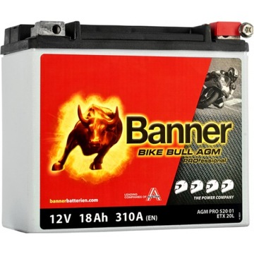 Akumulator BANNER ETX20L YTX20L 12V 18Ah 310A AGM