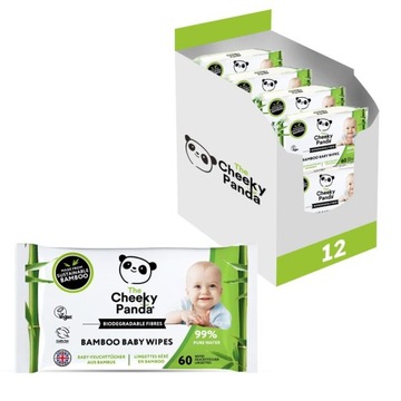 Cheeky Panda, Chusteczki nawilżane dla dzieci, 12x60 szt., KARTON