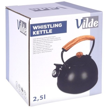 ЧЕРНЫЙ стальной чайник со свистком для закипания воды, кухонный на плите