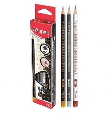 КАРАНДАШ БЕЗ ЛАСТИКА Blackpeps deco - HB 12 шт. MAPED