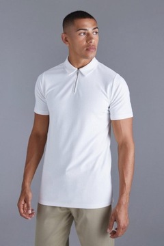 3H0B34 P28 BOOHOOMAN BIAŁA KOSZULKA POLO SLIM FIT M