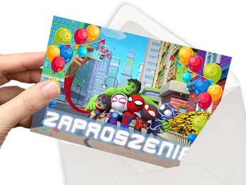 ZAPROSZENIE SPIDEY I SUPER-KUMPLE NA URODZINY DZIECKA + KOPERTA GRATIS