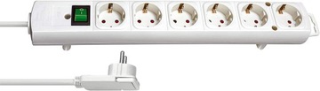 Удлинитель с ПЛОСКОЙ вилкой POWER STRIP 6 РОЗЕТОК БЕЛЫЙ 2м