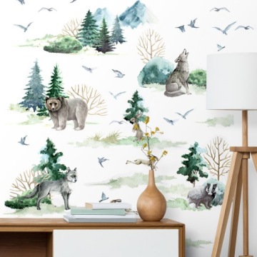 САМОКЛЕЯЩИЕСЯ НАКЛЕЙКИ ДЕТСКИЕ ДЛЯ ДЕТСКОЙ КОМНАТЫ ЖИВОТНЫЕ ЛЕС