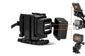 Зарядное устройство для мотоцикла 2xUSB — SAE — кабель 200 см