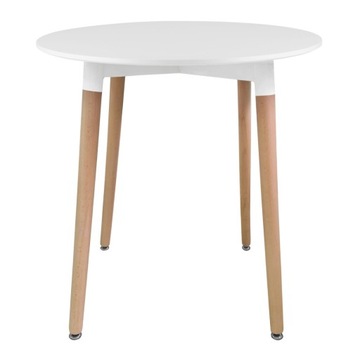 Stół KAMI OKRĄGŁY KUCHENNY 80cm - biały / naturalne nogi