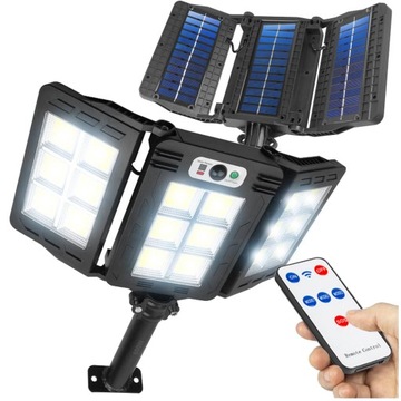 MOCNA LAMPA SOLARNA LED 600W ŚCIENNA CZUJNIK ZMIERZCHU RUCHU PILOT