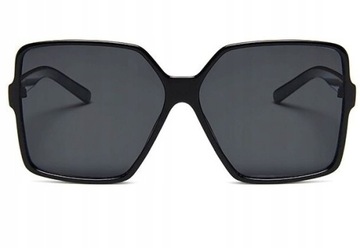 Duże Okulary Przeciwsłoneczne Damski Filtr UV 400 geometryczne czarne ramki