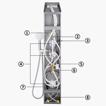 Светодиодная душевая панель Водопад с гидромассажем 5 функций ДУШЕВАЯ РУЧКА