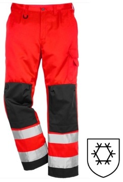 CIEPŁE ZIMOWE OCIEPLANE OBLASKOWE SPODNIE ROBOCZE MĘSKIE FRISTADS HI-VIS