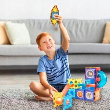 KLOCKI MAGNETYCZNE KONSTRUKCYJNE ŚWIECĄCY TOR PANELE PREZENT DLA DZIECI