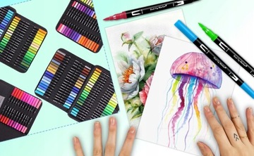 НАБОР ДВУХСТОРОННИХ АКВАРЕЛЬНЫХ МАРКЕТОВ 100 ШТ. + СУМКА