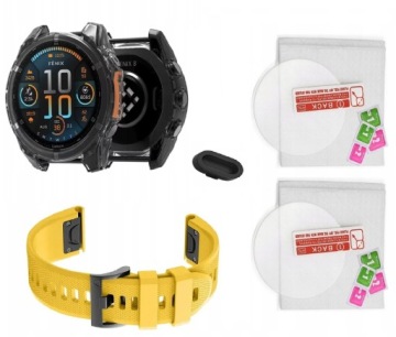 Set Řemínek Pouzdro 2x Sklo 9H pro Garmin Fenix 8 8 Solar Pouzdro 51mm