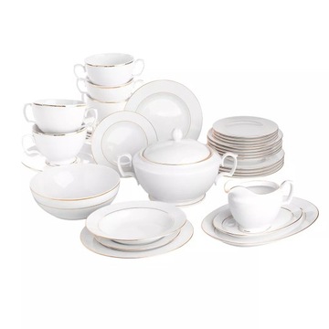 Serwis obiadowy porcelana dla 6 osób MariaPaula Złota Linia 35 el.