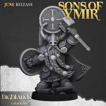 Dwarf Prince with Hammer and Shield Highlands Miniatures