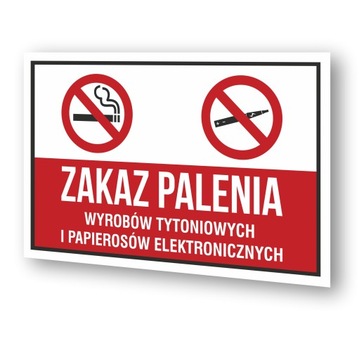 Tabliczka Zakaz Palenia Wyrobów Tytoniowych Papierosów | 30x20cm | PCV 1mm