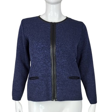 SWETER rozpinany GRANATOWY MELANŻ JAKOŚĆ rozm. XL