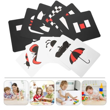 2 zestawy kart obrazkowych dla dzieci o wysokim kontraście czarno-białe