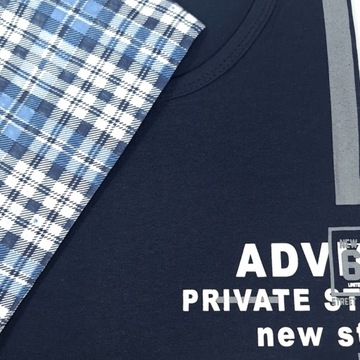 KLASYCZNA BAWEŁNIANA PIŻAMA MĘSKA Z DŁUGIM RĘKAWEM DŁUGIE SPODNIE #3XL ADV