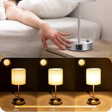 ЛЕННАЯ СВЕТОДИОДНАЯ НАСТОЛЬНАЯ ЛАМПА С СЕНСОРНЫМ УПРАВЛЕНИЕМ 3000K ЗАРЯДКА USB A/Type-C