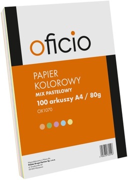 PAPIER KSERO MIX KOLORÓW PASTELOWE OFICIO A4