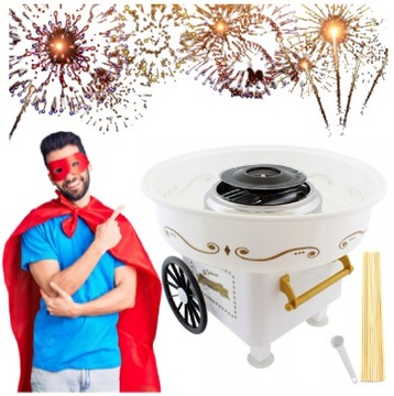 MASZYNA MASZYNKA WATY CUKROWEJ DOMOWA WATA CUKROWA PATYCZKI BIAŁA WATA WATY