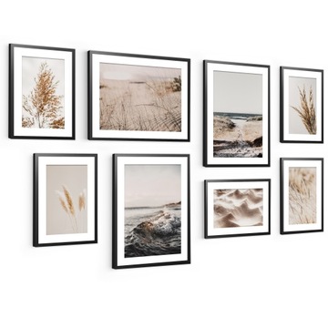 KOMPLET ZESTAW plakaty w ramach Obrazy 8szt Piasek Morze do salonu sypialni