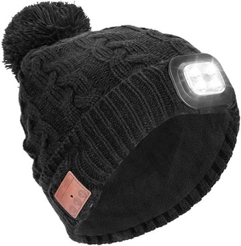 BEZPRZEWODOWA CZAPKA Z MUZYKĄ BLUETOOTH Z REFLEKTORAMI LED BEZ UŻYCIA RĄK