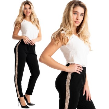 Modne Wygodne SPODNIE Damskie Cekiny